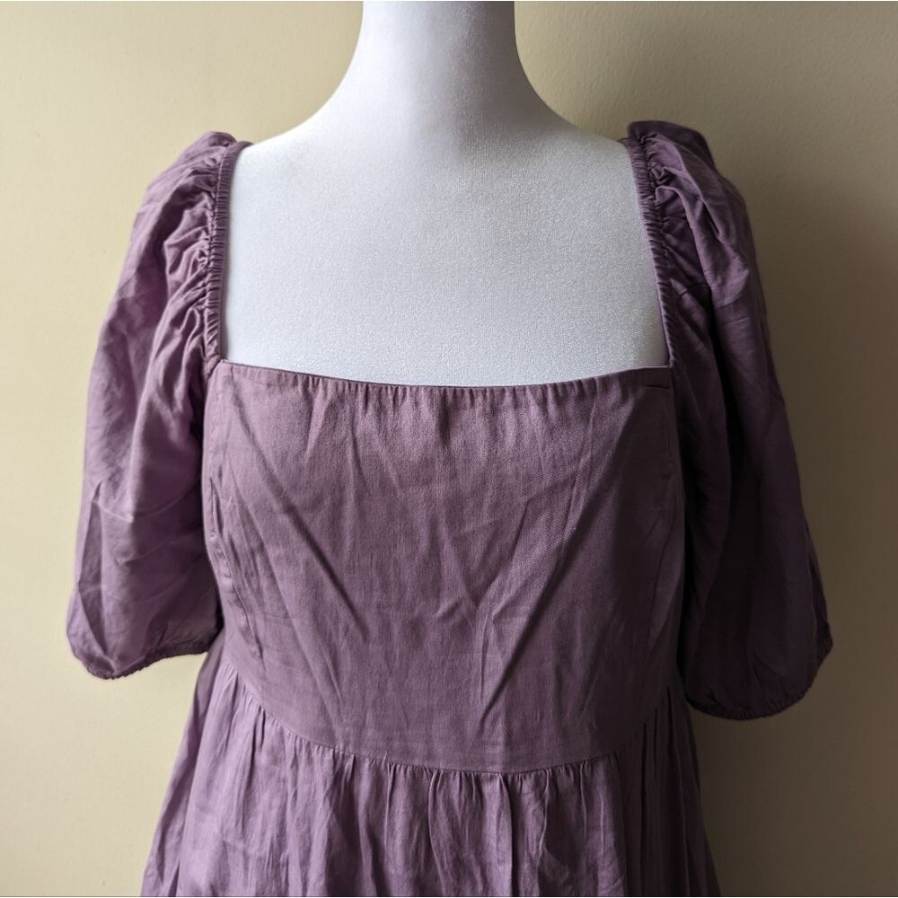 Gap Puff Sleeve Square Neck Maxi Dress Purple Medium Tall NWT - Picture 3 of 5